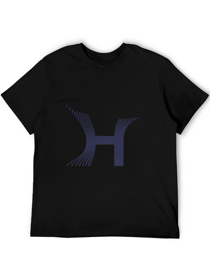 Mens Black T-Shirt with Digital H Design