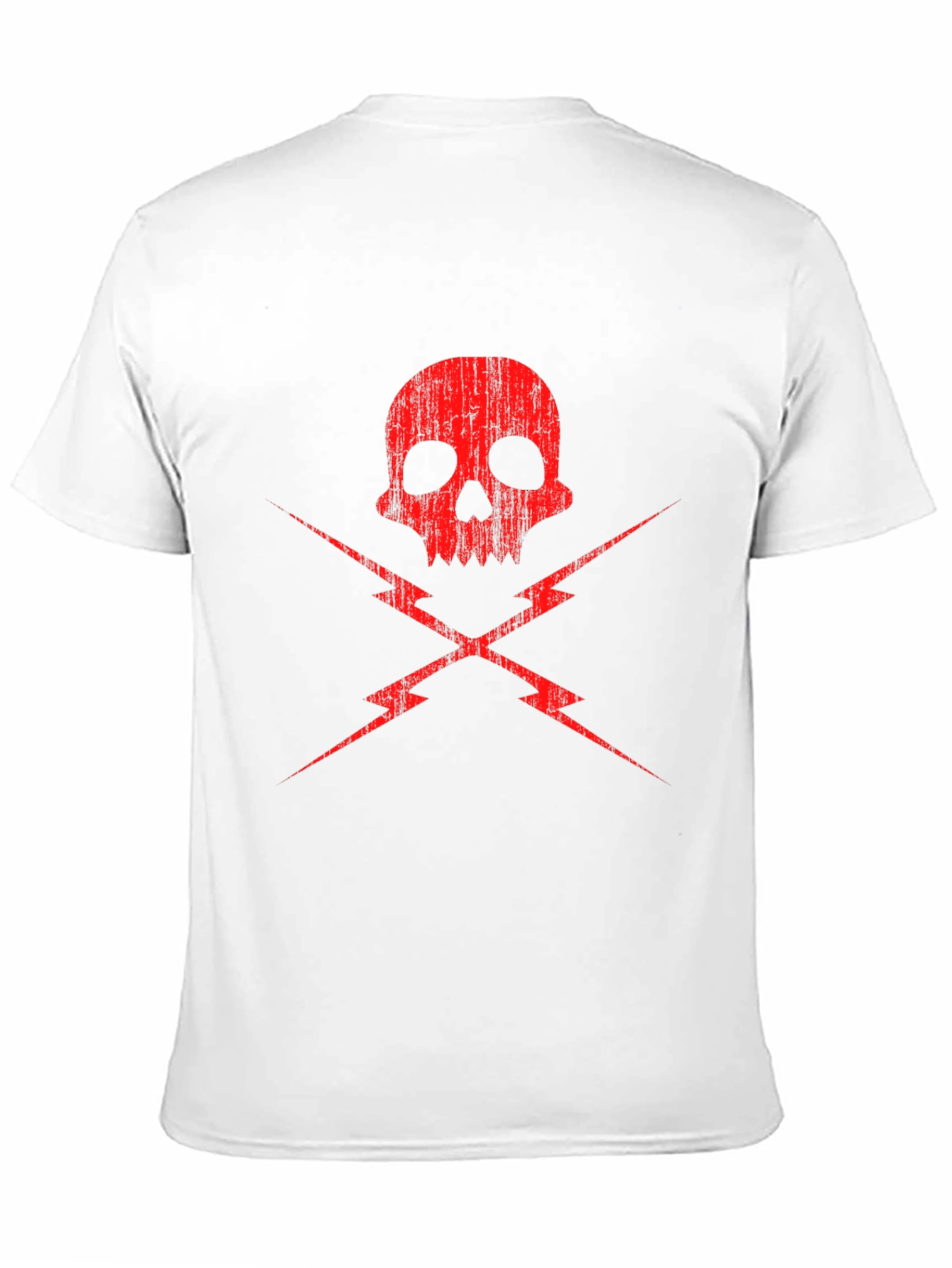 Skull and Lightning Bolt Graphic Tee - Black