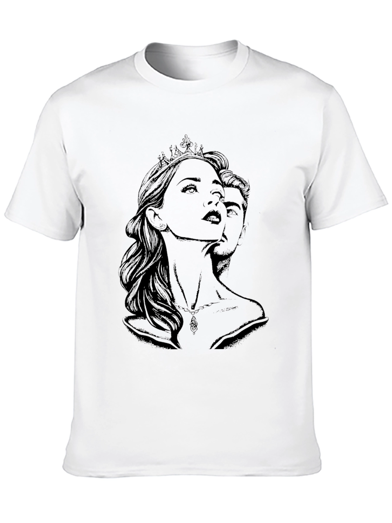 Royal Couple Graphic Print T-Shirt - Black