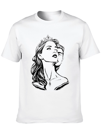 Royal Couple Graphic Print T-Shirt - Black