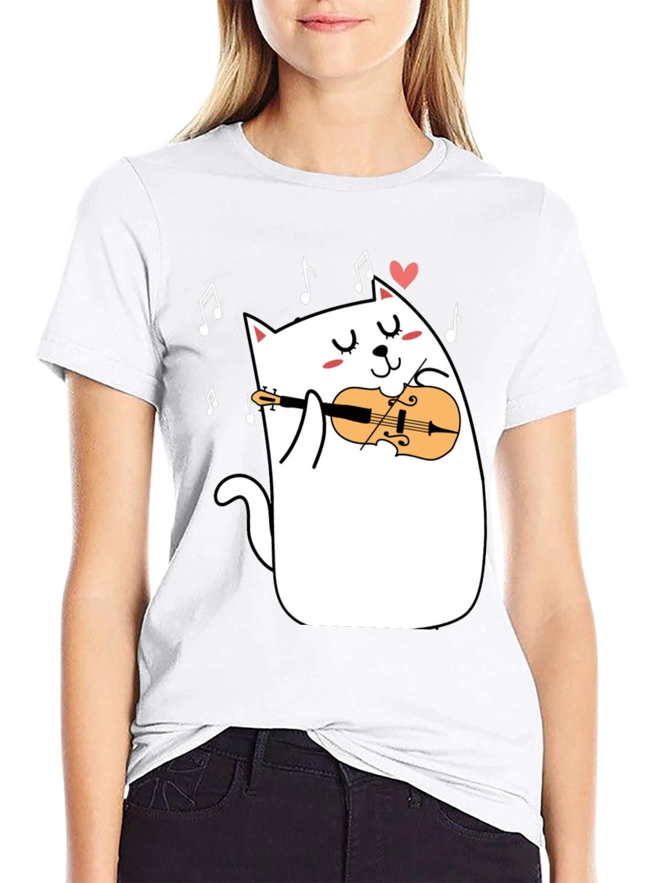 Cat Violinist T-Shirt - Musical Kitty Tee