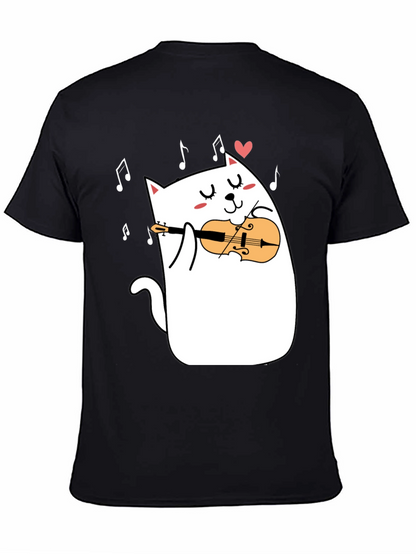 Cat Violinist T-Shirt - Musical Kitty Tee