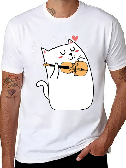 Cat Violinist T-Shirt - Musical Kitty Tee