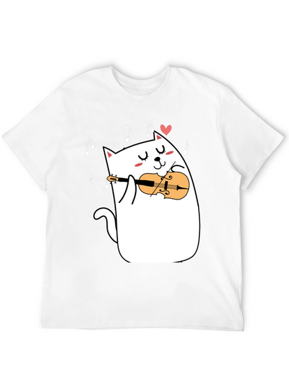 Cat Violinist T-Shirt - Musical Kitty Tee