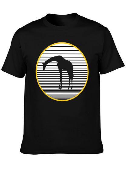 Giraffe Silhouette Graphic Tee - Black Crew Neck Shirt