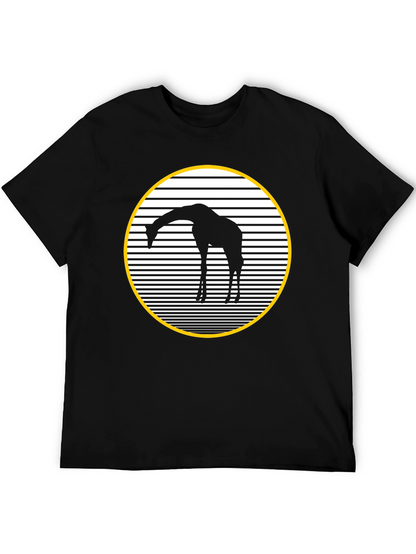 Giraffe Silhouette Graphic Tee - Black Crew Neck Shirt