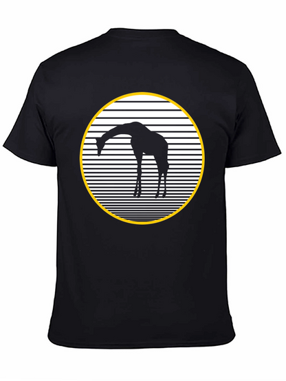 Giraffe Silhouette Graphic Tee - Black Crew Neck Shirt