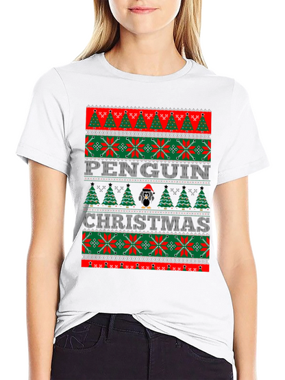 Penguin Christmas Sweater Style T-Shirt