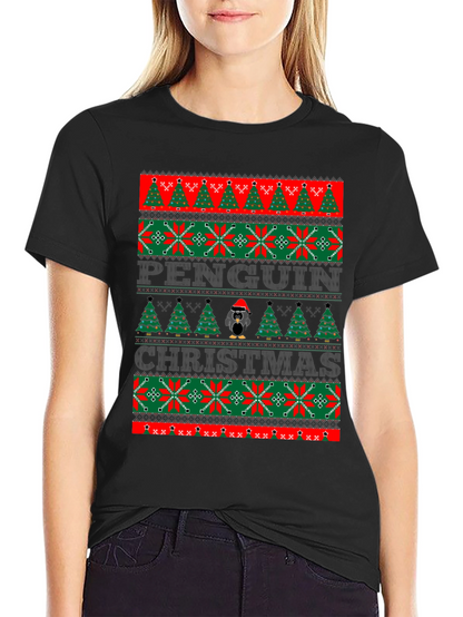Penguin Christmas Sweater Style T-Shirt