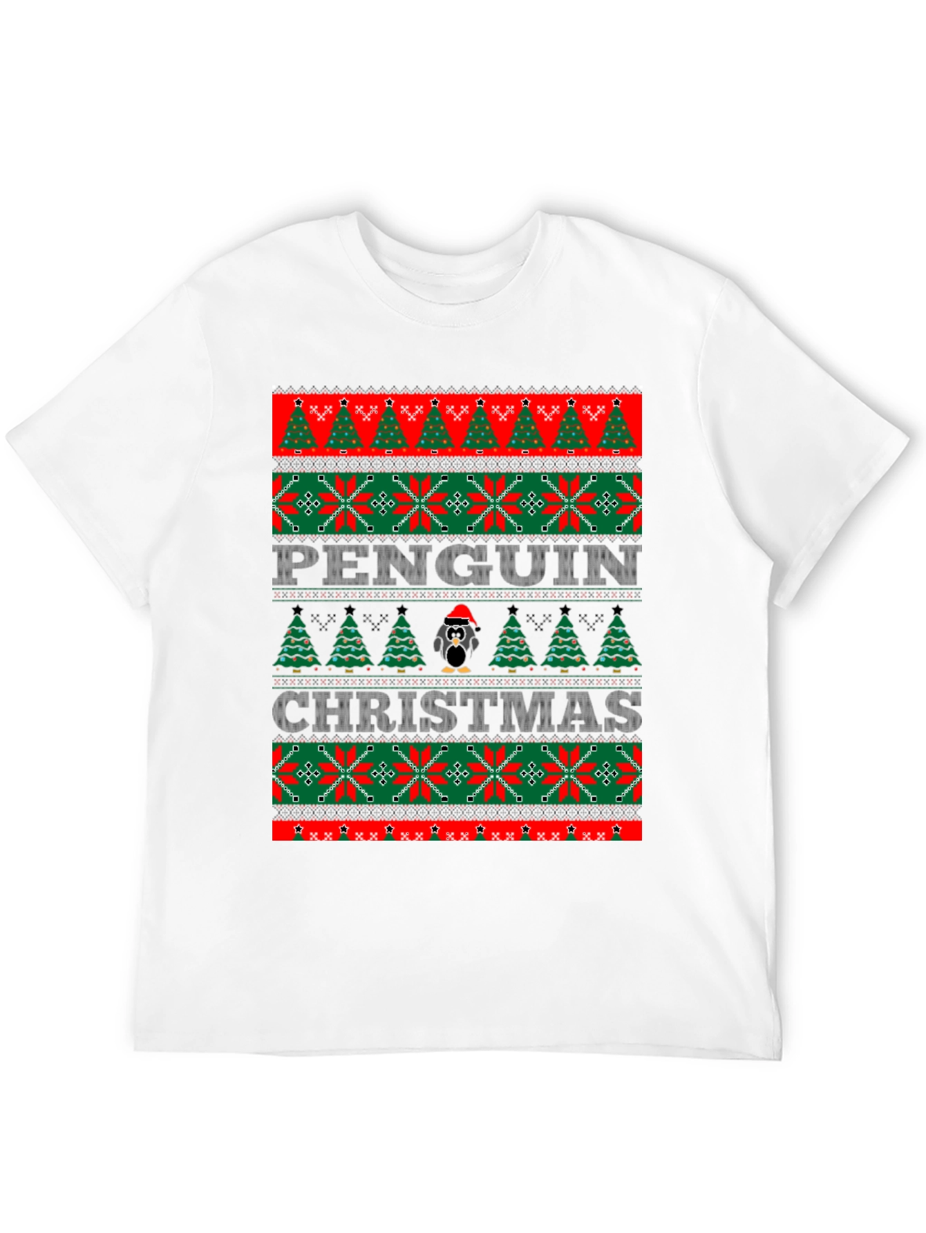 Penguin Christmas Sweater Style T-Shirt