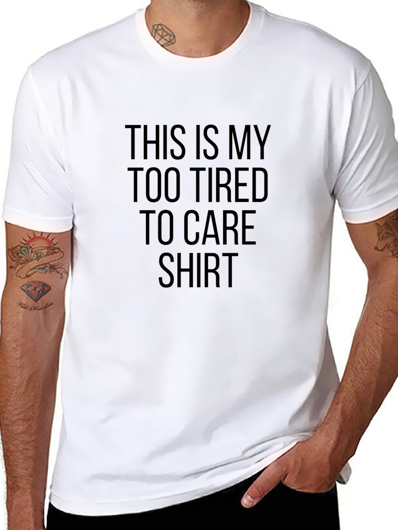 Too Tired To Care Black T-Shirt