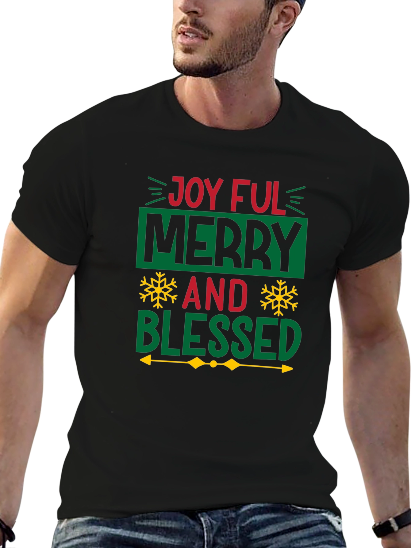 Joyful Merry Blessed Christmas Graphic Tee