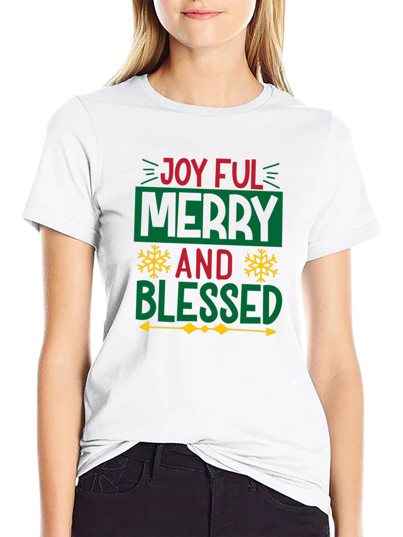 Joyful Merry Blessed Christmas Graphic Tee