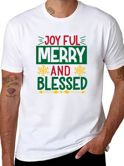 Joyful Merry Blessed Christmas Graphic Tee