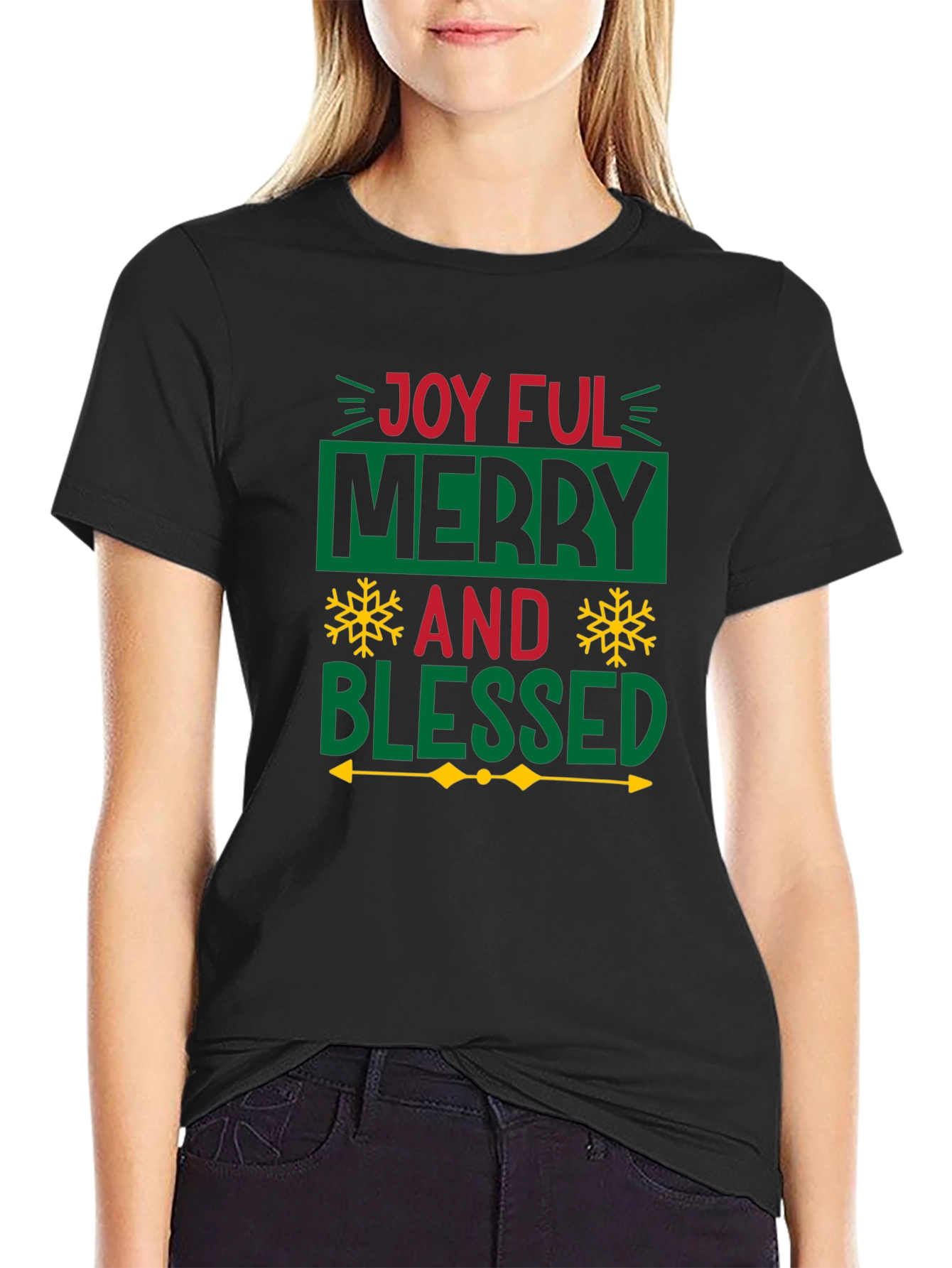 Joyful Merry Blessed Christmas Graphic Tee