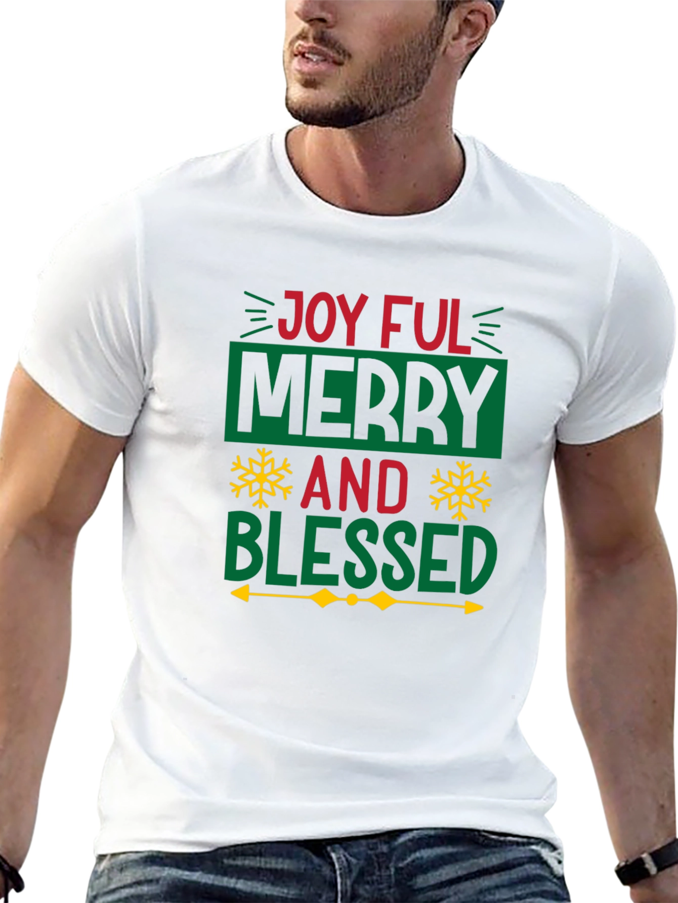 Joyful Merry Blessed Christmas Graphic Tee