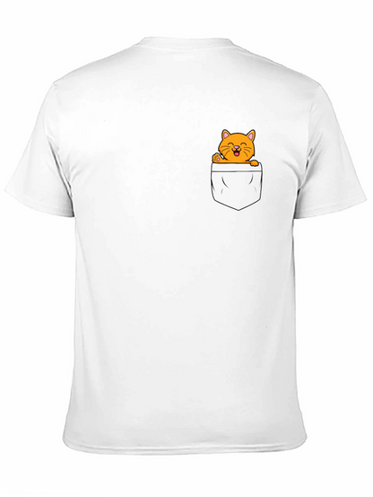 Cute Cat Pocket Graphic T-Shirt