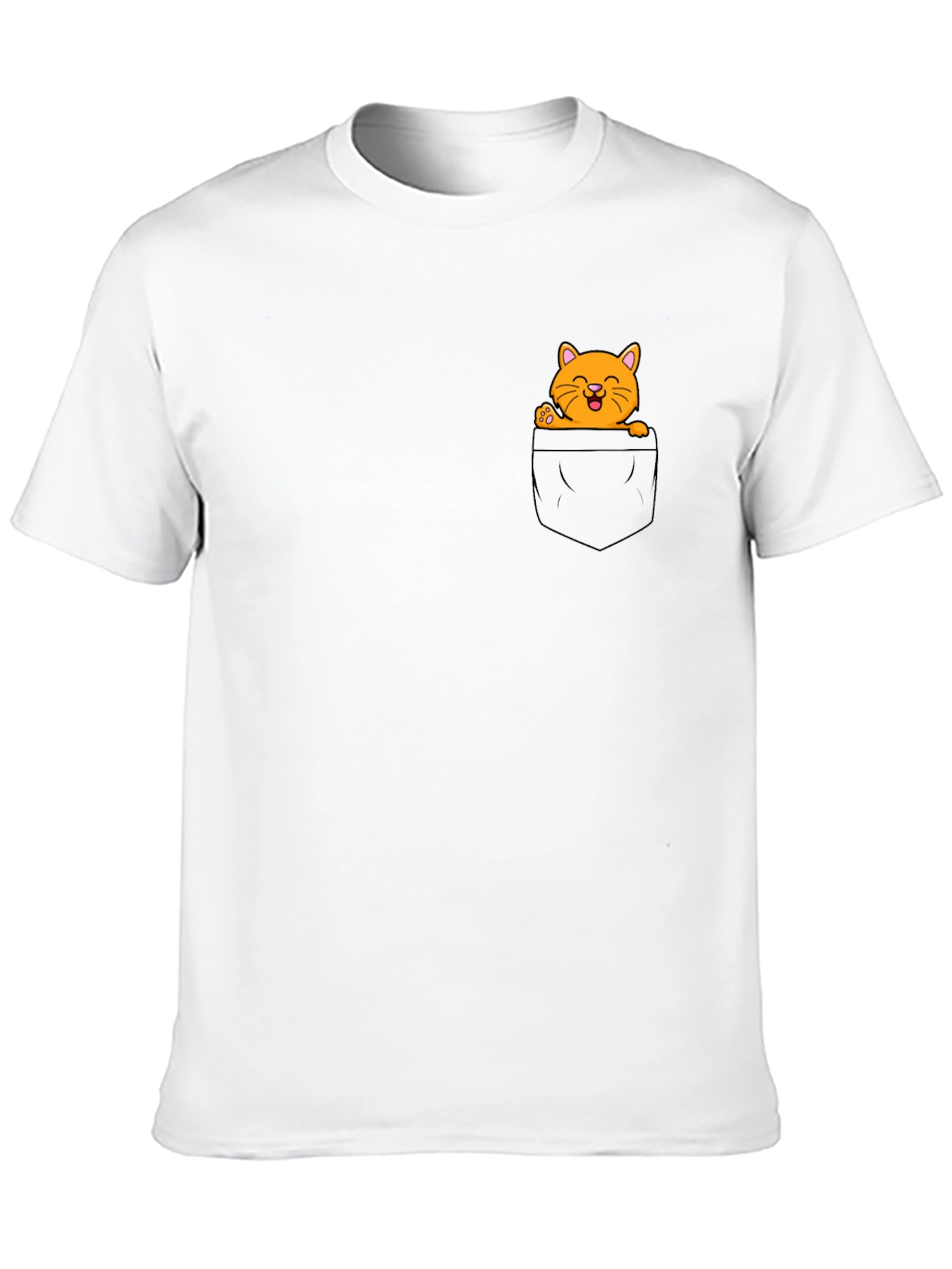 Cute Cat Pocket Graphic T-Shirt