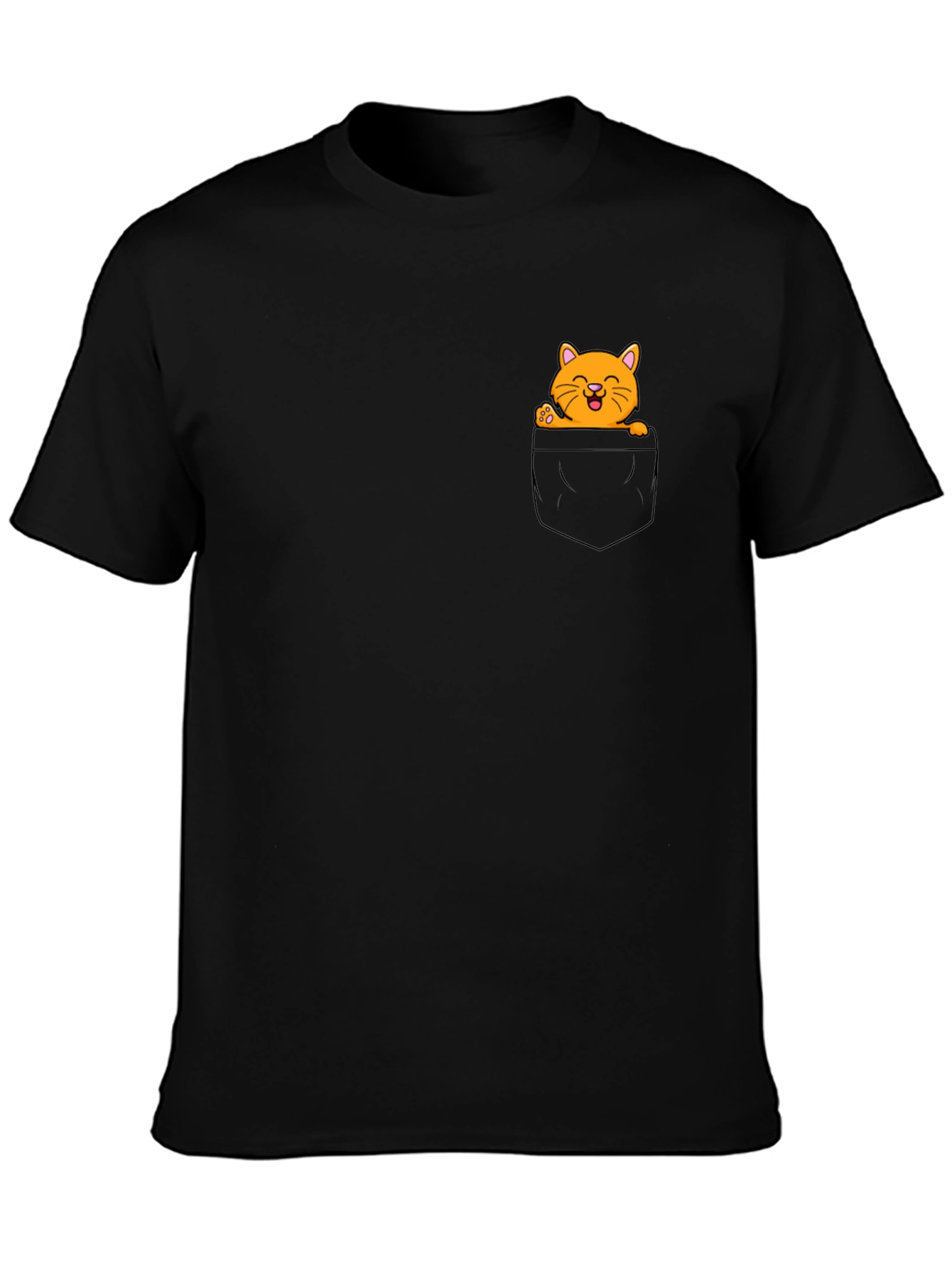 Cute Cat Pocket Graphic T-Shirt
