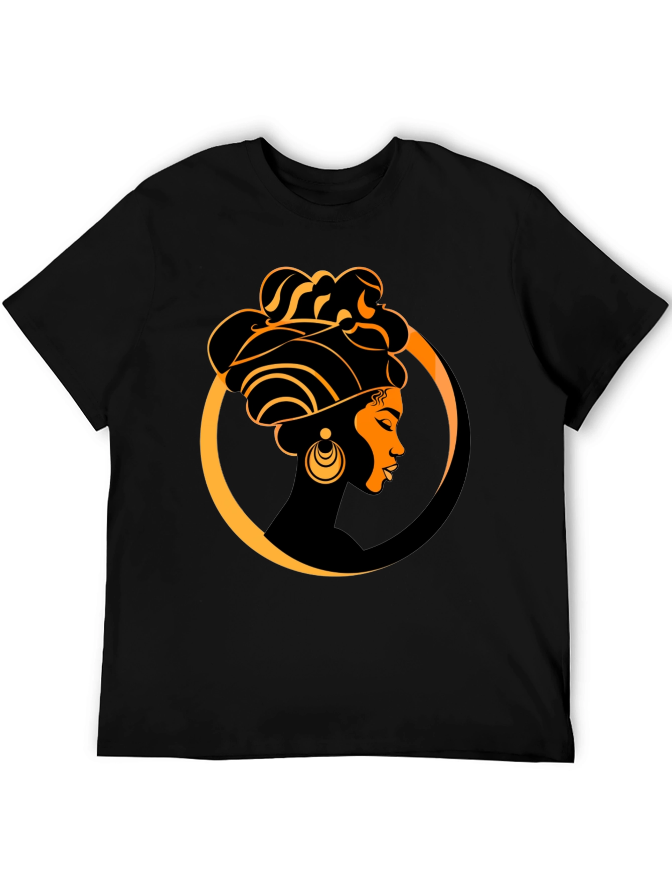 Elegant Afro Woman Graphic Tee - Black