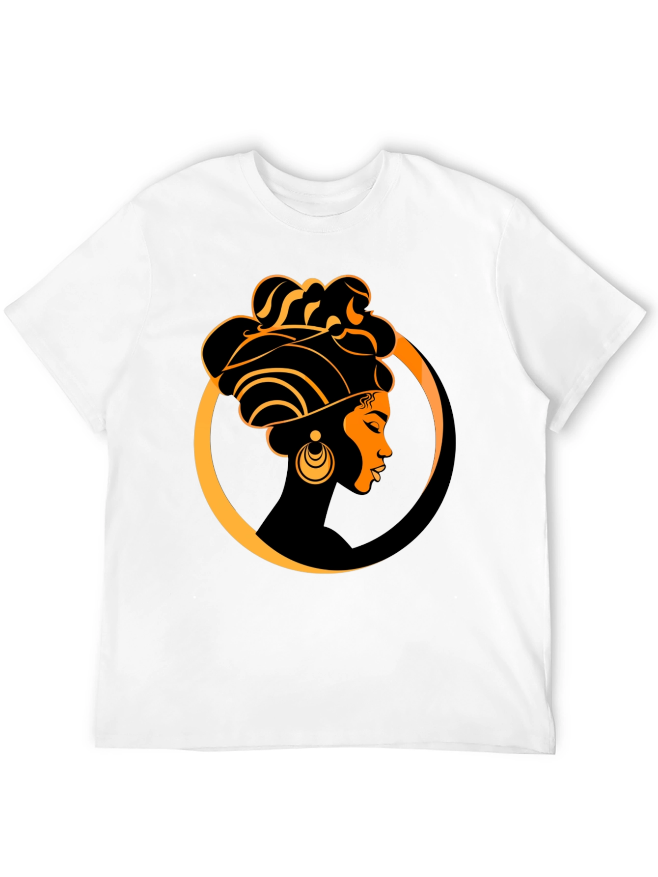 Elegant Afro Woman Graphic Tee - Black