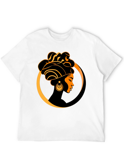 Elegant Afro Woman Graphic Tee - Black