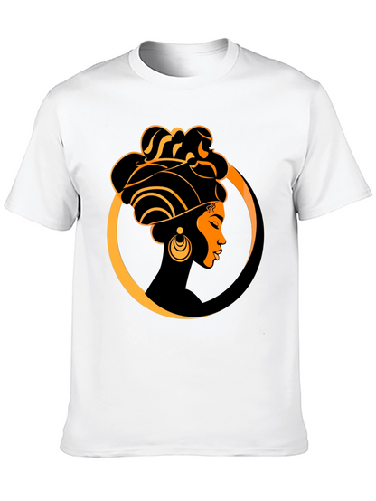 Elegant Afro Woman Graphic Tee - Black