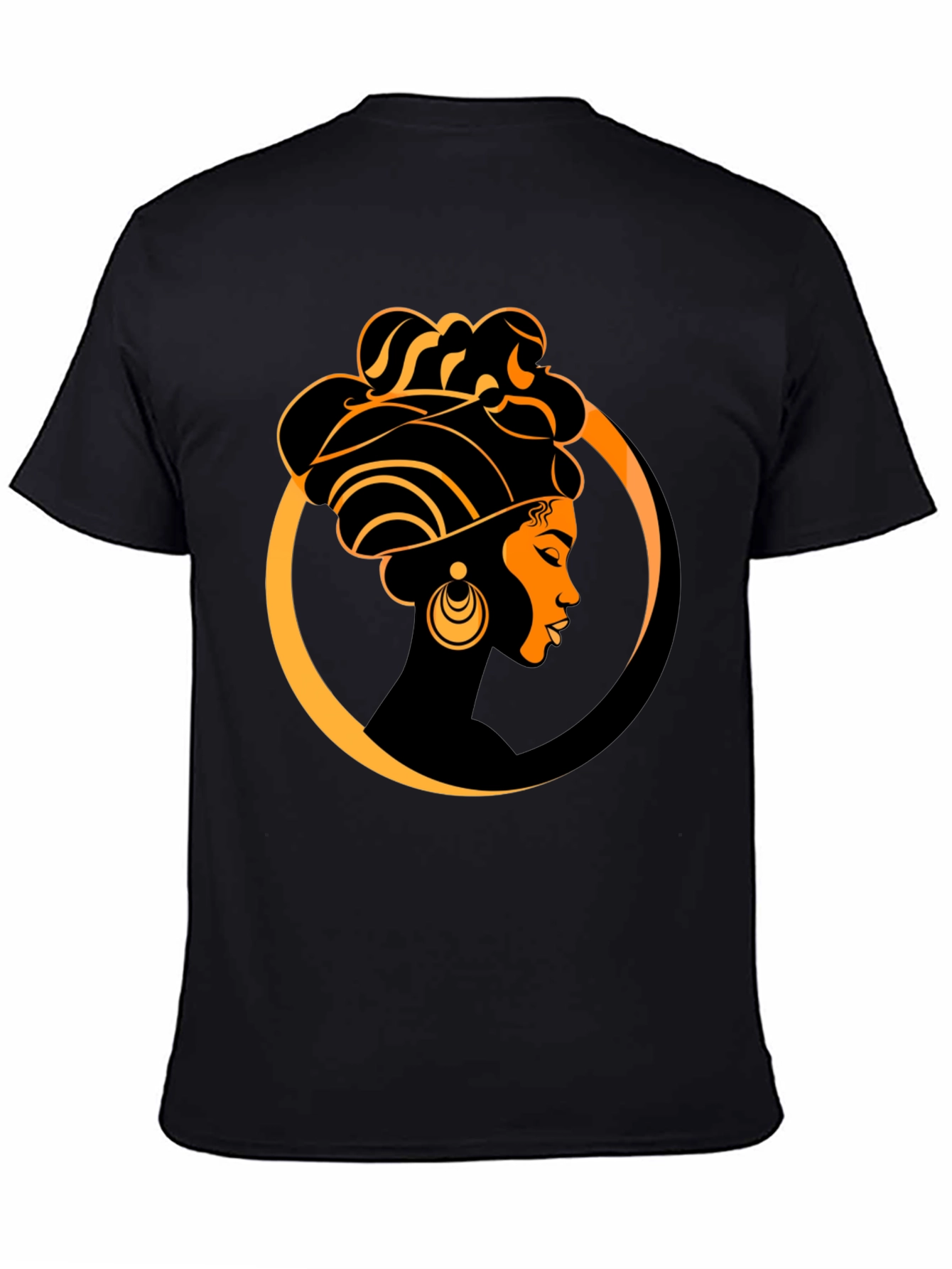 Elegant Afro Woman Graphic Tee - Black