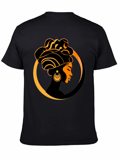 Elegant Afro Woman Graphic Tee - Black