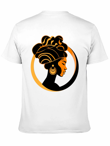Elegant Afro Woman Graphic Tee - Black
