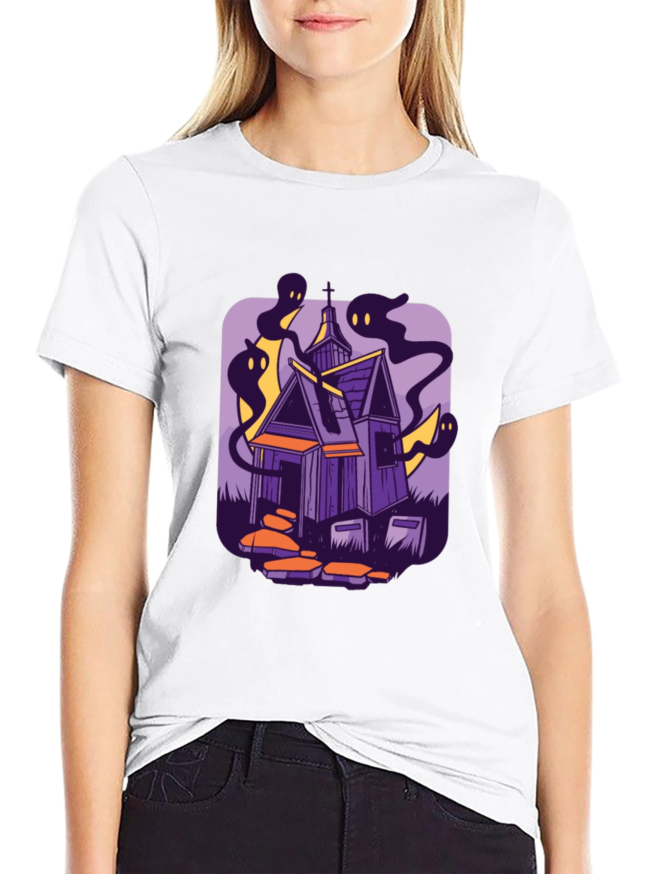 Haunted House Graphic Tee - Spooky Season Style