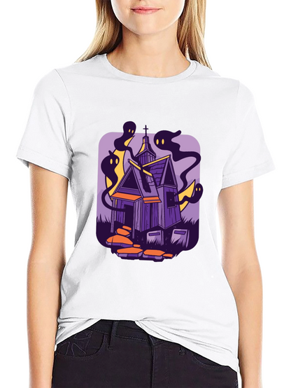 Haunted House Graphic Tee - Spooky Season Style