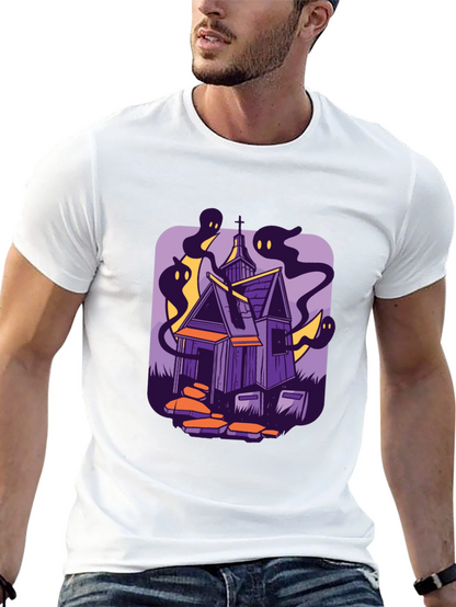 Haunted House Graphic Tee - Spooky Season Style