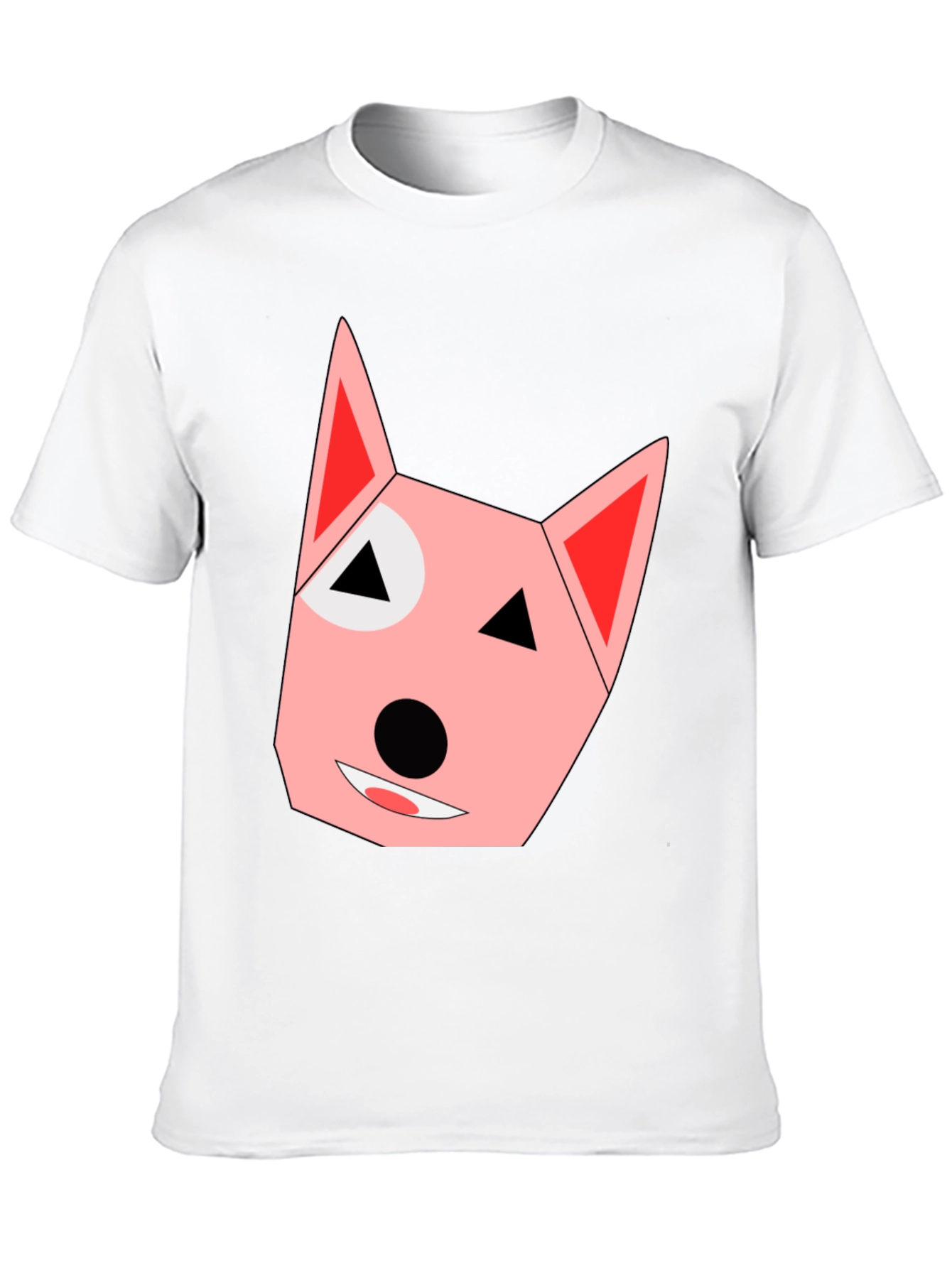 Geometric Dog Face Black T-Shirt