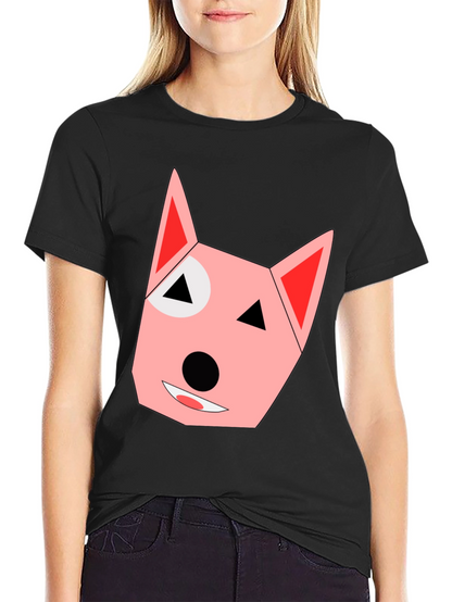 Geometric Dog Face Black T-Shirt