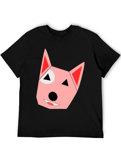 Geometric Dog Face Black T-Shirt