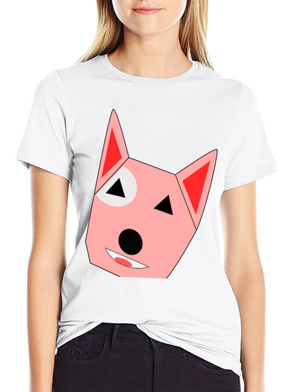 Geometric Dog Face Black T-Shirt