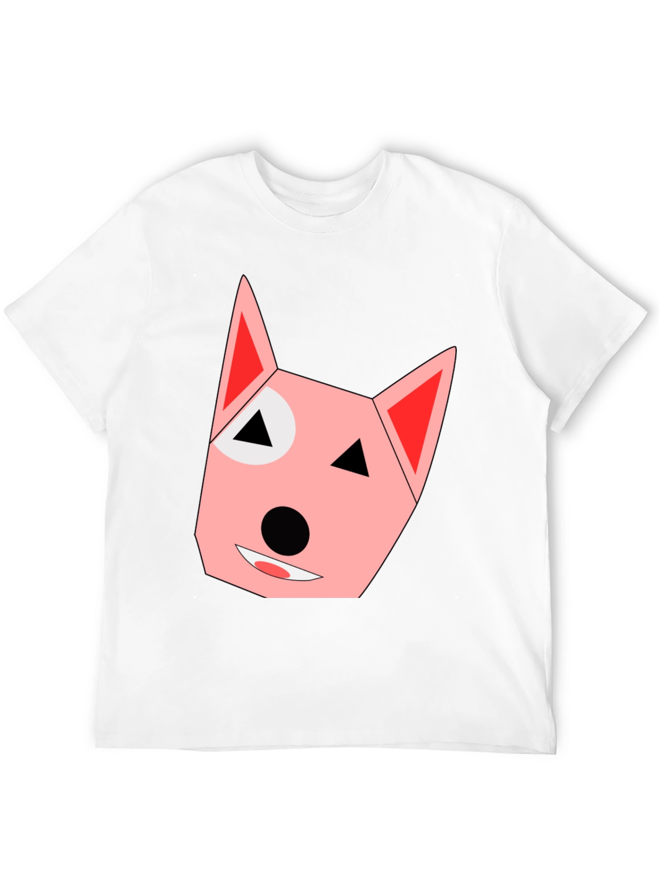 Geometric Dog Face Black T-Shirt