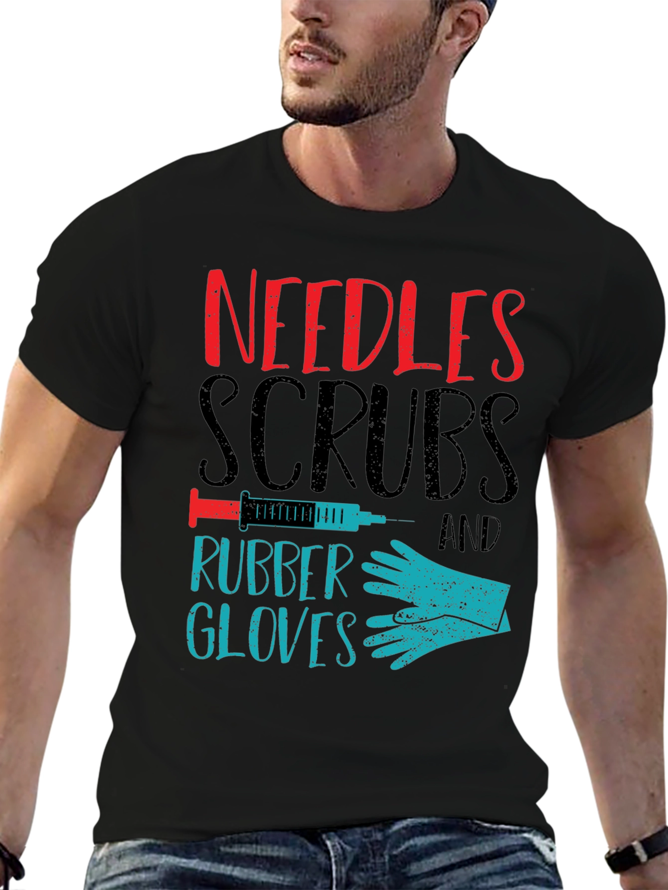 Needles Scrubs & Rubber Gloves Graphic T-Shirt