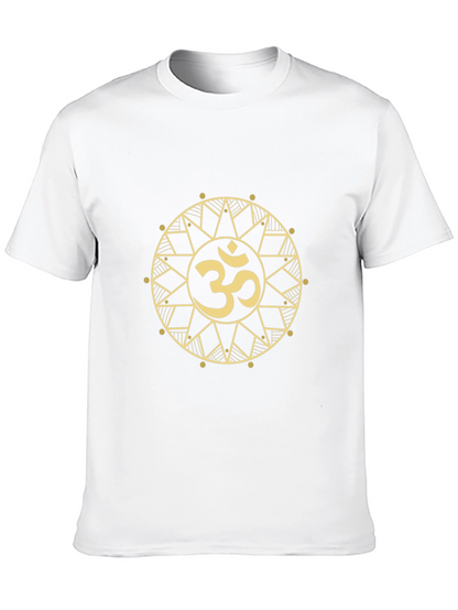 Om Symbol Mandala Graphic Tee - Black Cotton Blend