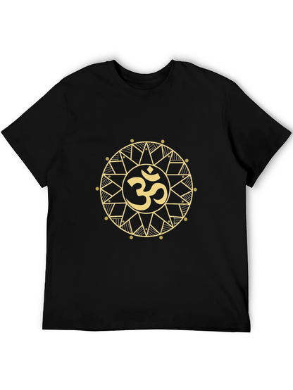 Om Symbol Mandala Graphic Tee - Black Cotton Blend