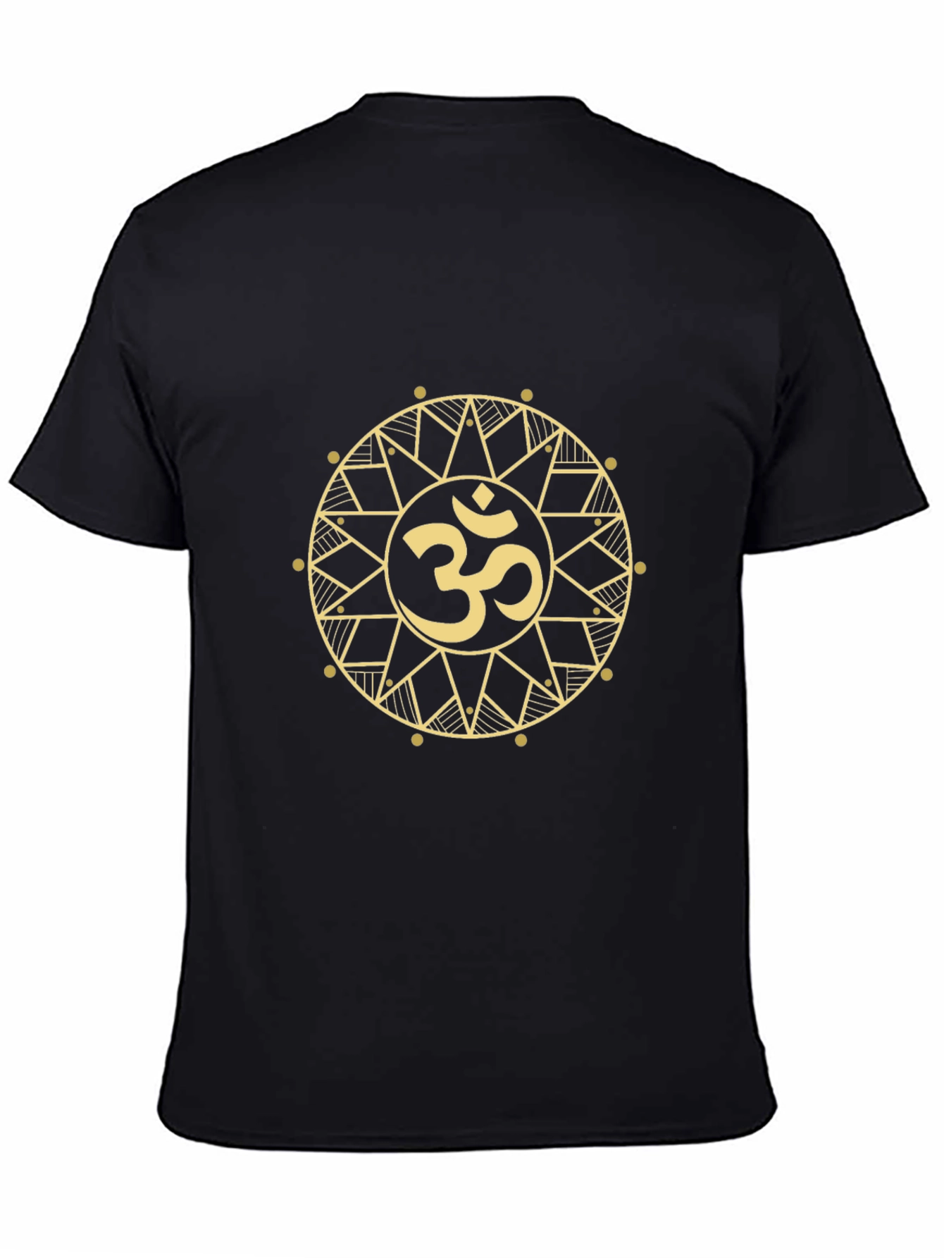Om Symbol Mandala Graphic Tee - Black Cotton Blend