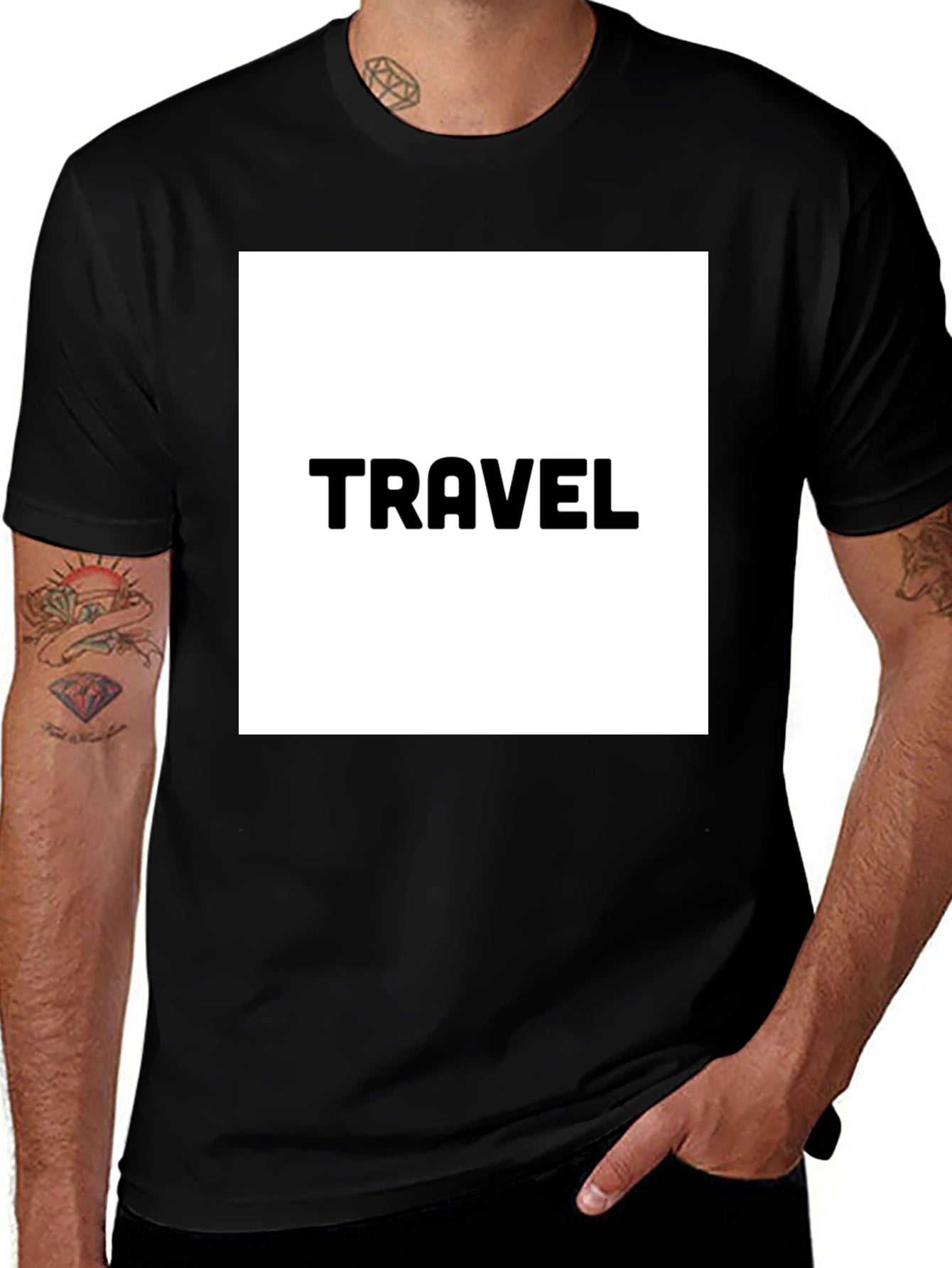 Travel Graphic Tee - Black Cotton T-Shirt
