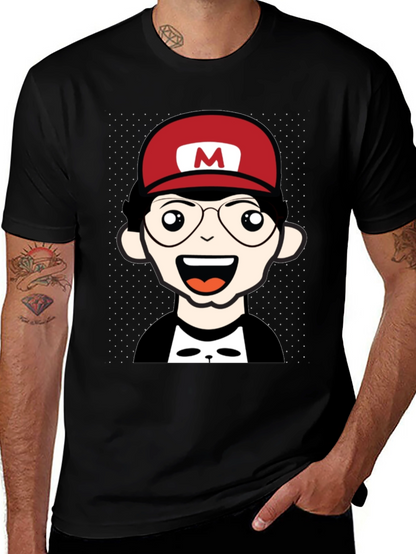 Cartoon Character T-Shirt - Nerd With Red Hat