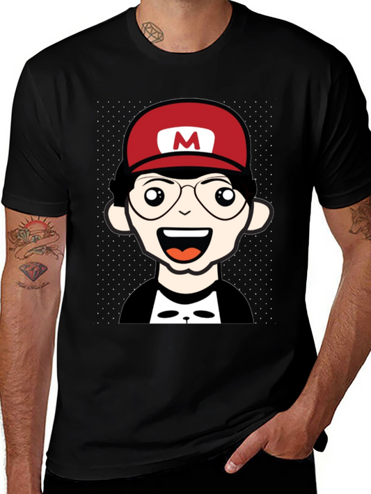 Cartoon Character T-Shirt - Nerd With Red Hat