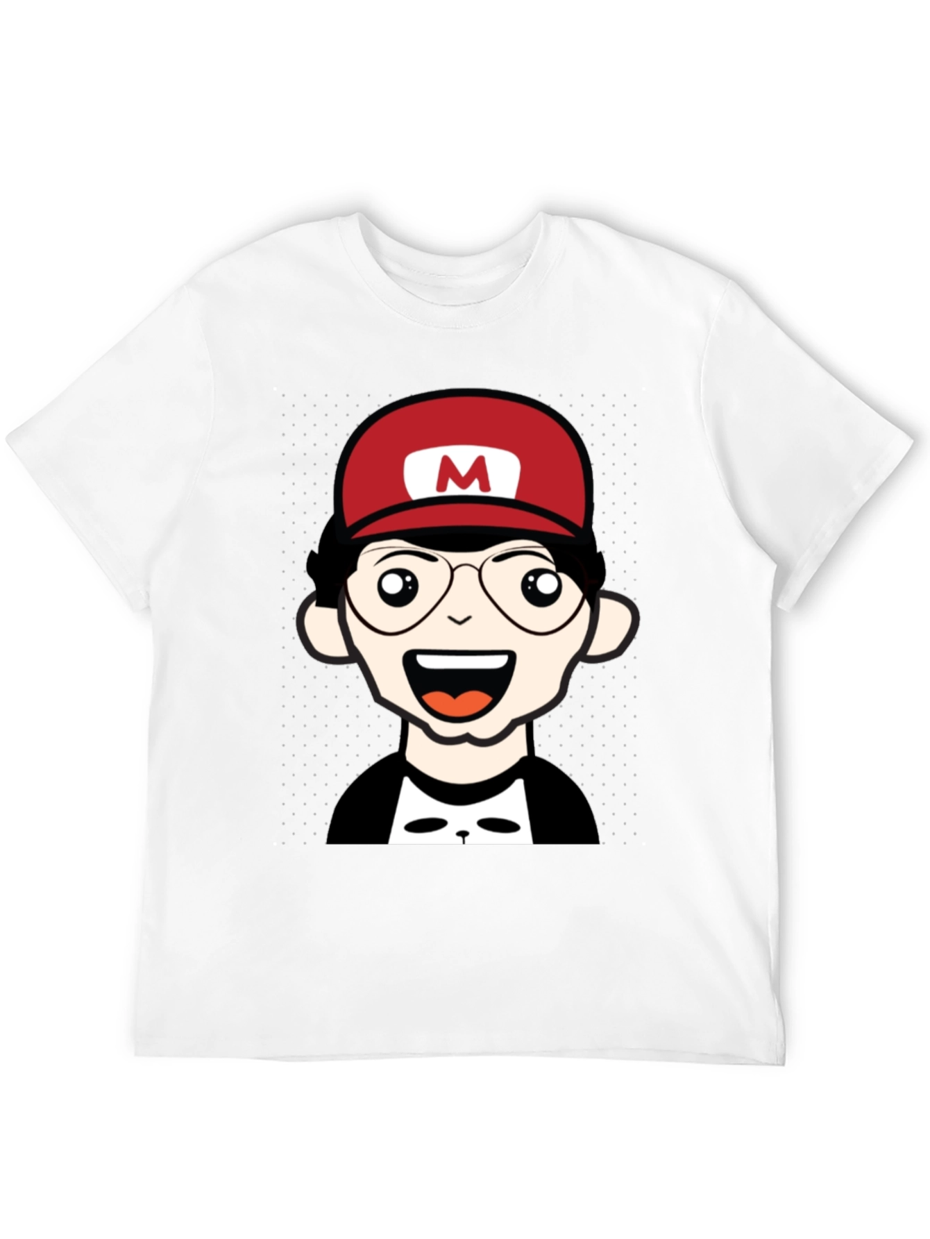 Cartoon Character T-Shirt - Nerd With Red Hat