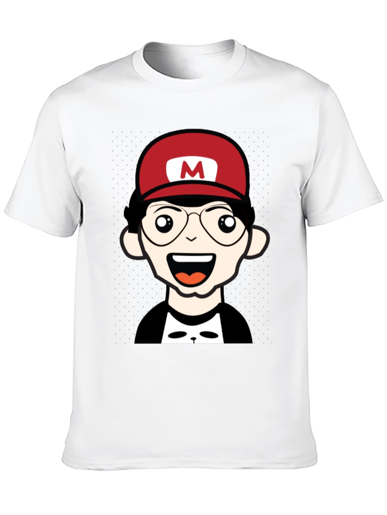 Cartoon Character T-Shirt - Nerd With Red Hat