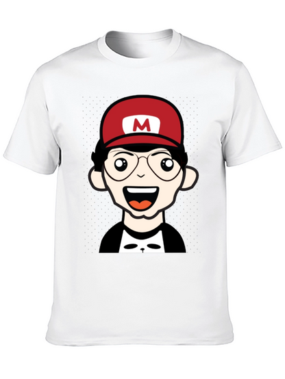 Cartoon Character T-Shirt - Nerd With Red Hat