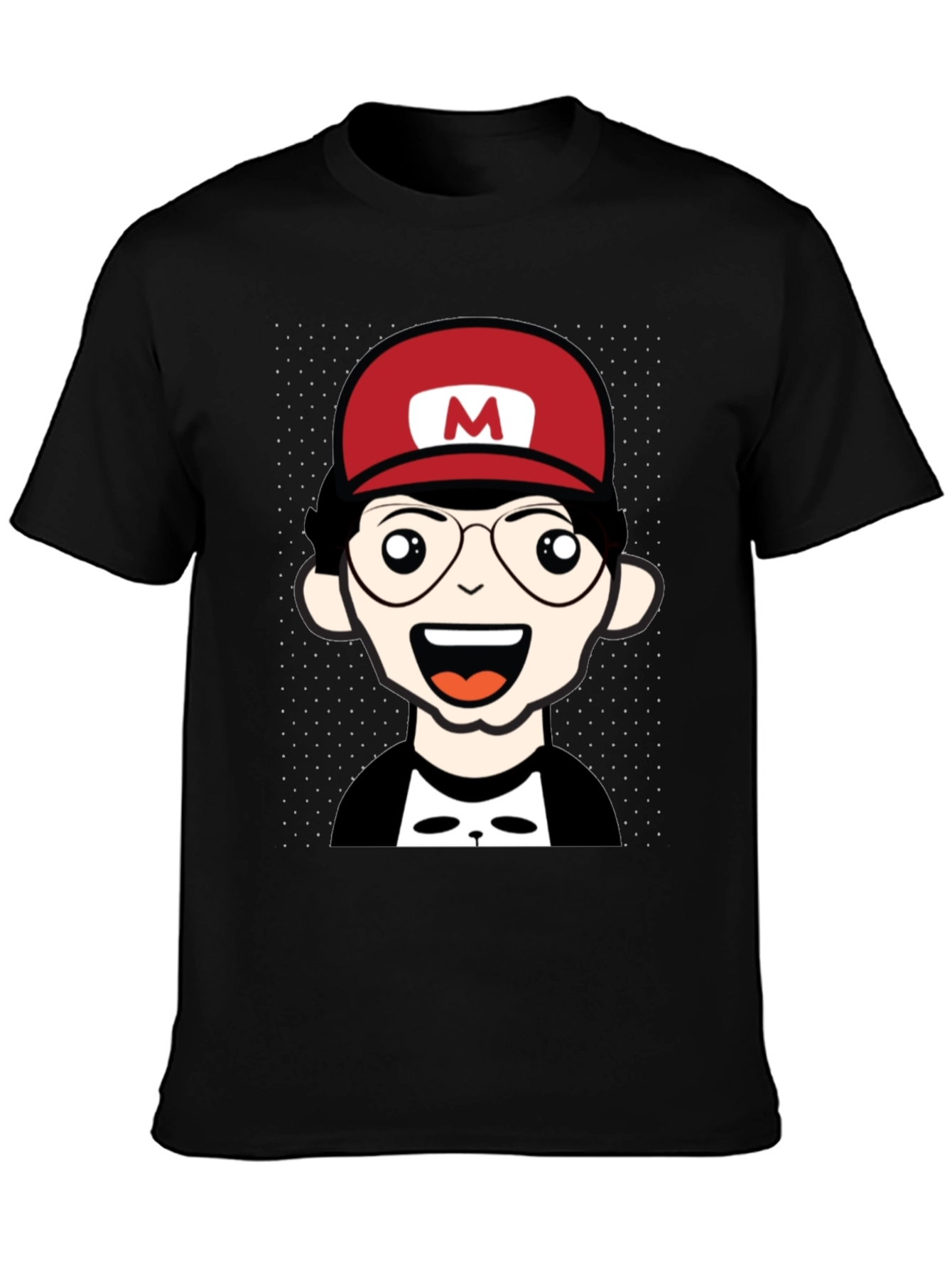 Cartoon Character T-Shirt - Nerd With Red Hat