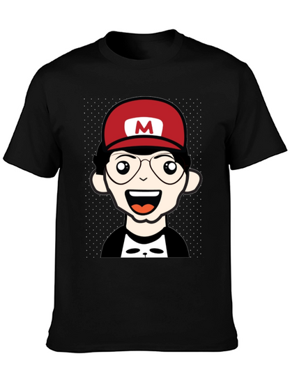 Cartoon Character T-Shirt - Nerd With Red Hat